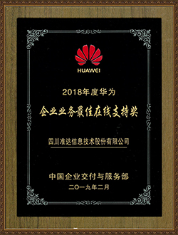 2018年度華為企業(yè)業(yè)務(wù)最佳在線(xiàn)支持獎(jiǎng)